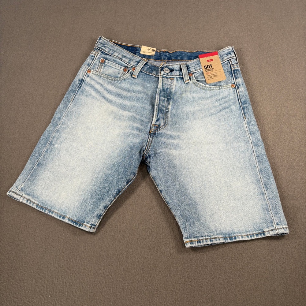 Levi's 501 Original Shorts Mens Size 30 Light Blue Denim Stretch 365120286